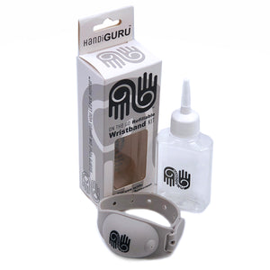 HandiGuru Refillable Sanitizer Wristband Bracelet Kit - Guru Gray